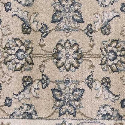 8' Beige And Ivory Floral Medallion Runner Rug