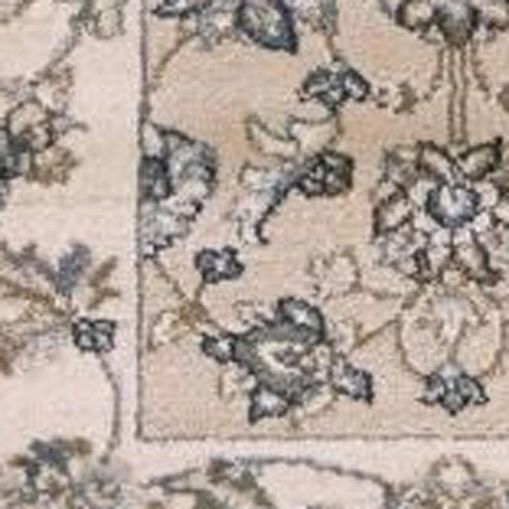 5' X 8' Beige And Ivory Floral Medallion Area Rug