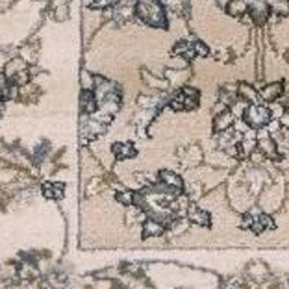 5' X 8' Beige And Ivory Floral Medallion Area Rug