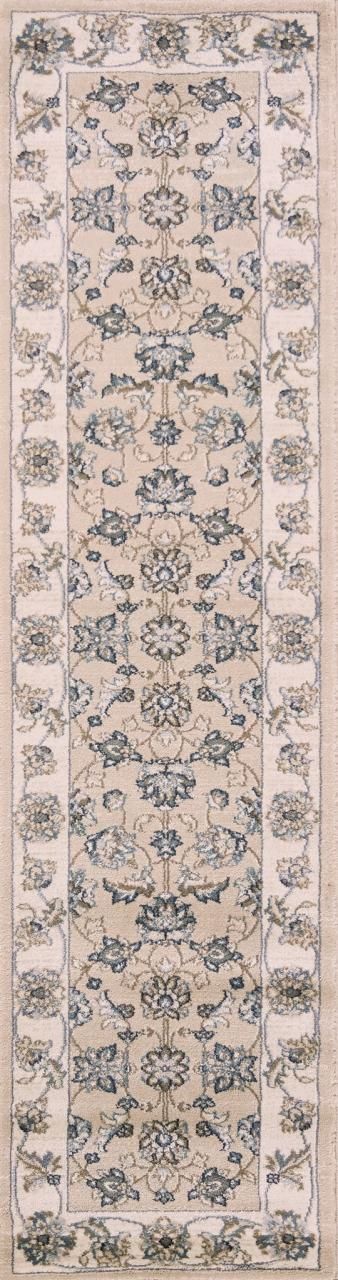 5' X 8' Beige Ivory Bordered Floral Indoor Area Rug