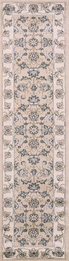 5' X 8' Beige And Ivory Floral Medallion Area Rug