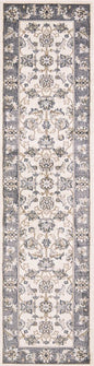8' Gray And Ivory Floral Medallion Runner Rug