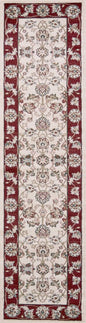8' Ivory And Red Floral Medallion Runner Rug