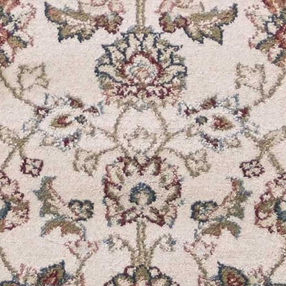 8' Ivory And Red Floral Medallion Runner Rug