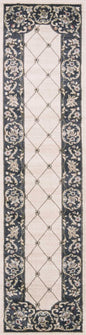 8' Ivory And Gray Floral Runner Rug