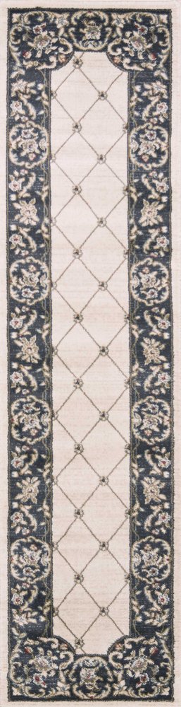 5' X 8' Ivory And Gray Floral Area Rug