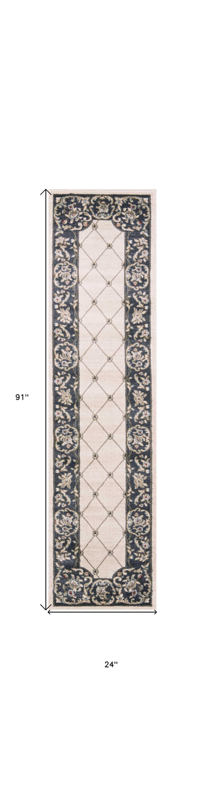 8' Ivory Or Grey Polypropylene Runner Rug