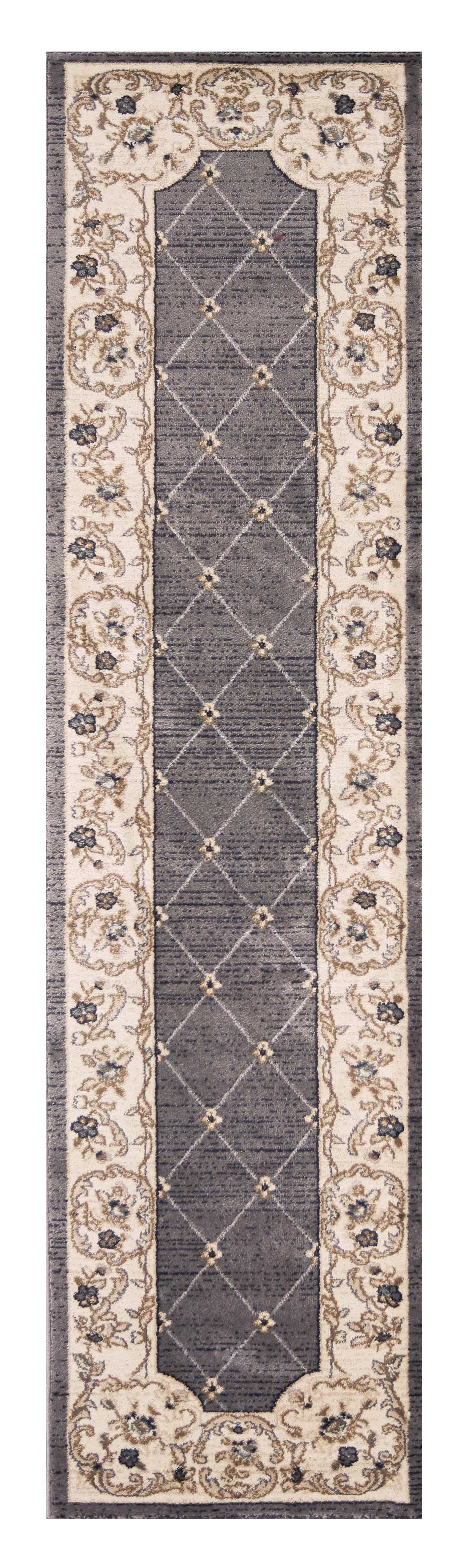 3' X 5' Gray and Ivory Trellis Area Rug