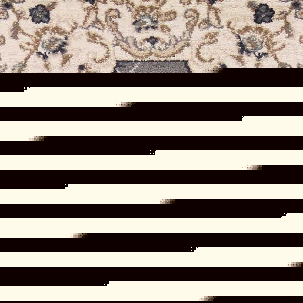 8' Gray And Ivory Floral Runner Rug
