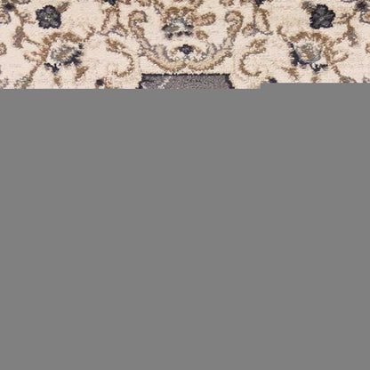 8' Gray And Ivory Floral Runner Rug