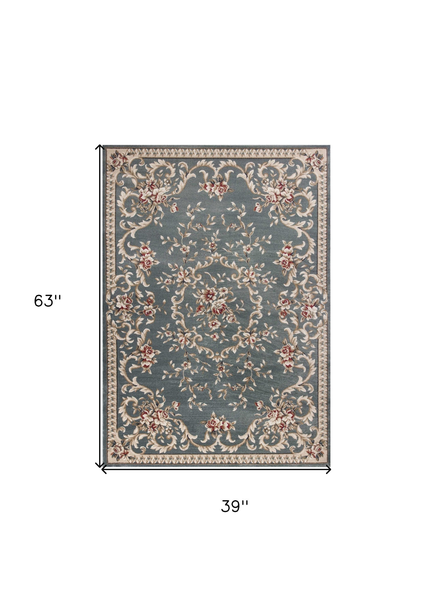 3' X 5' Slate Blue Floral Area Rug