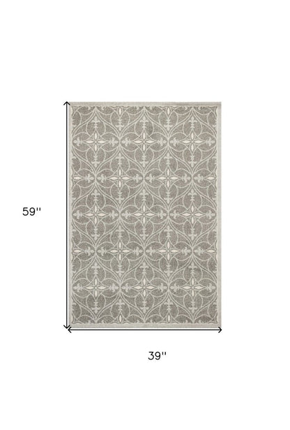 2' X 4' Gray Moroccan Indoor Outdoor Area Rug