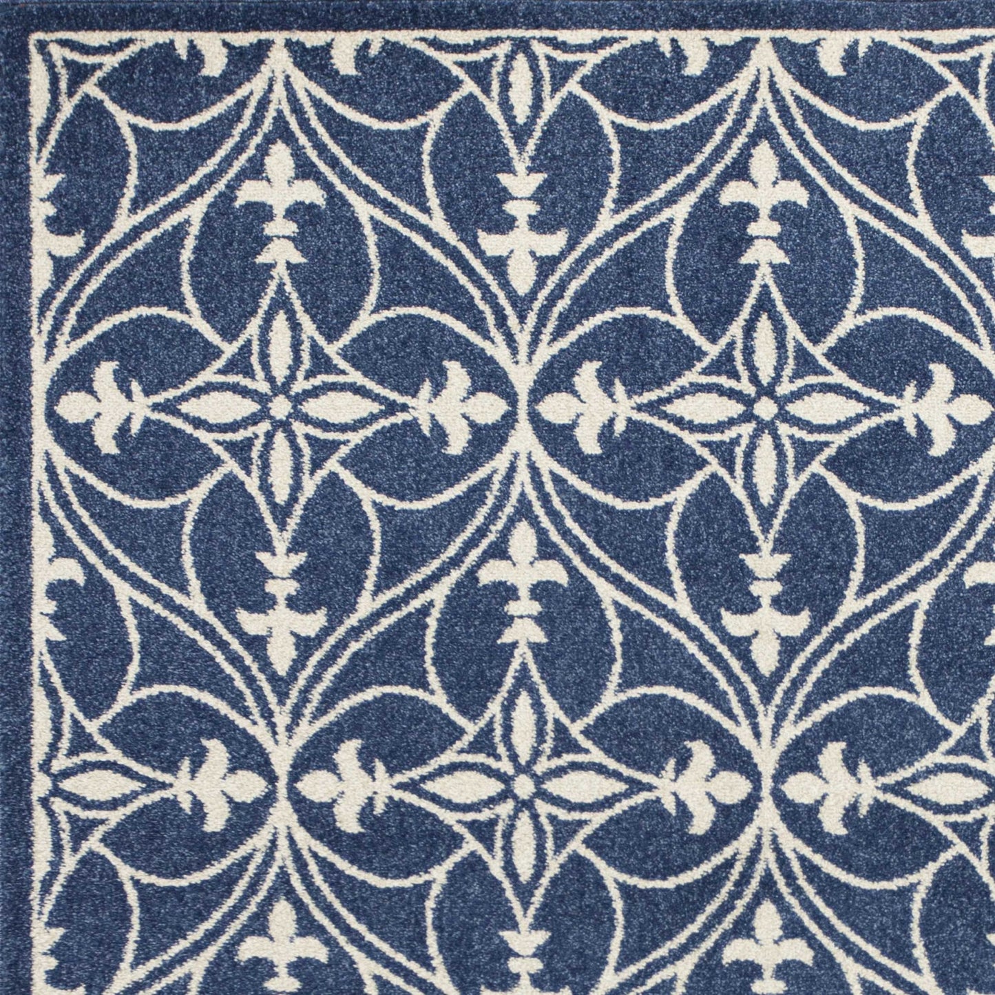 3' X 5' Blue and Ivory Area Rug