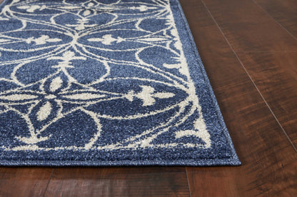 3' X 5' Blue and Ivory Area Rug