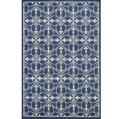 3' X 5' Blue and Ivory Area Rug