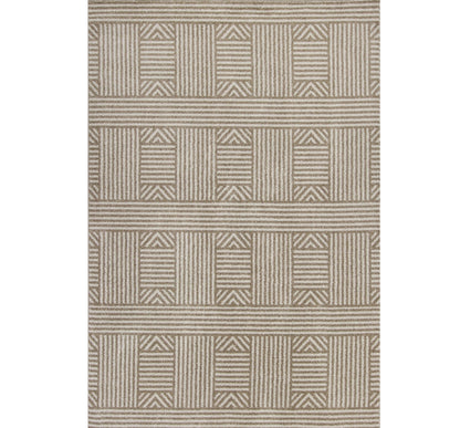 2' X 3' Beige and Ivory Geometric Indoor Outdoor Area Rug