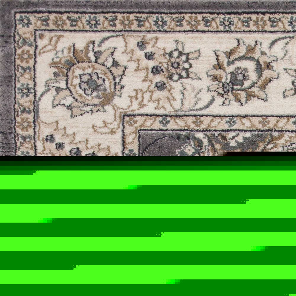 8' Gray And Ivory Floral Medallion Runner Rug