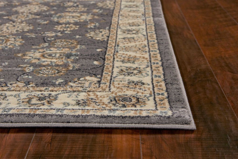 8' Gray And Ivory Floral Medallion Runner Rug