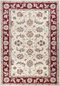 8' Ivory And Red Floral Medallion Runner Rug