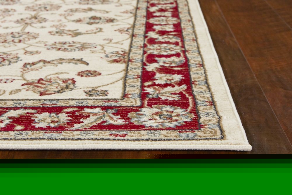 5' X 8' Ivory And Red Floral Medallion Area Rug