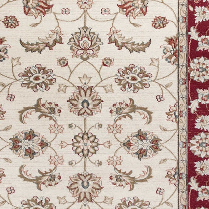 8' Ivory And Red Floral Medallion Runner Rug