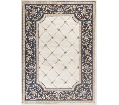 8' Ivory And Gray Floral Runner Rug