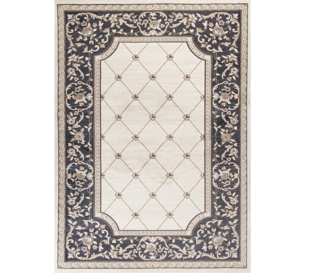 5' X 8' Ivory And Gray Floral Area Rug