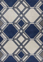 3' X 5' Blue Ivory And Gray Geometric Area Rug