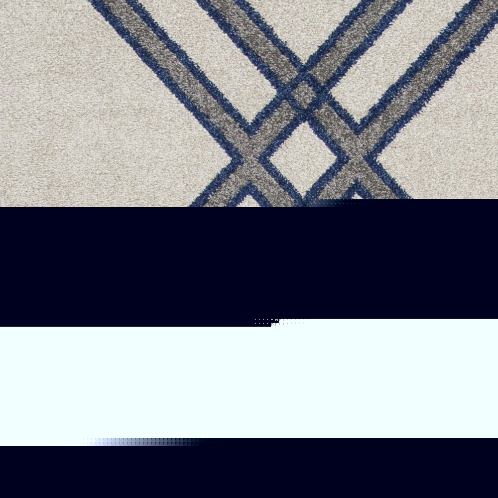 3' X 5' Blue Ivory And Gray Geometric Area Rug