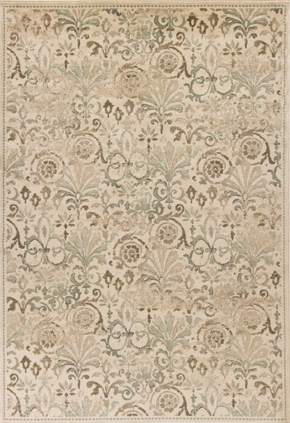 7' Ivory Floral Runner Rug