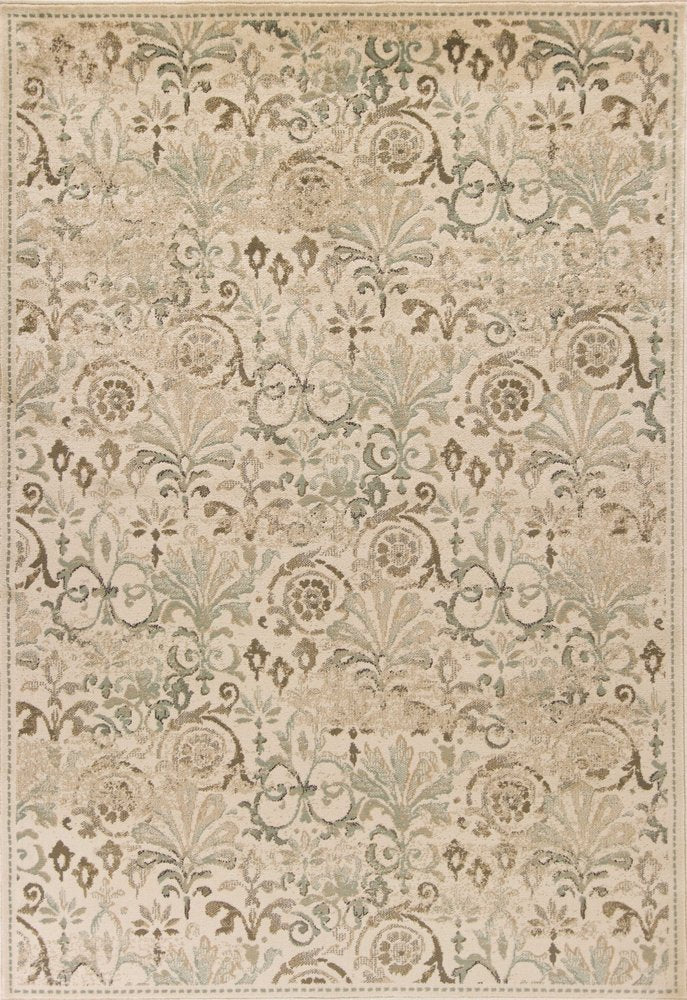 3' X 5' Ivory And Brown Floral Medallion Area Rug