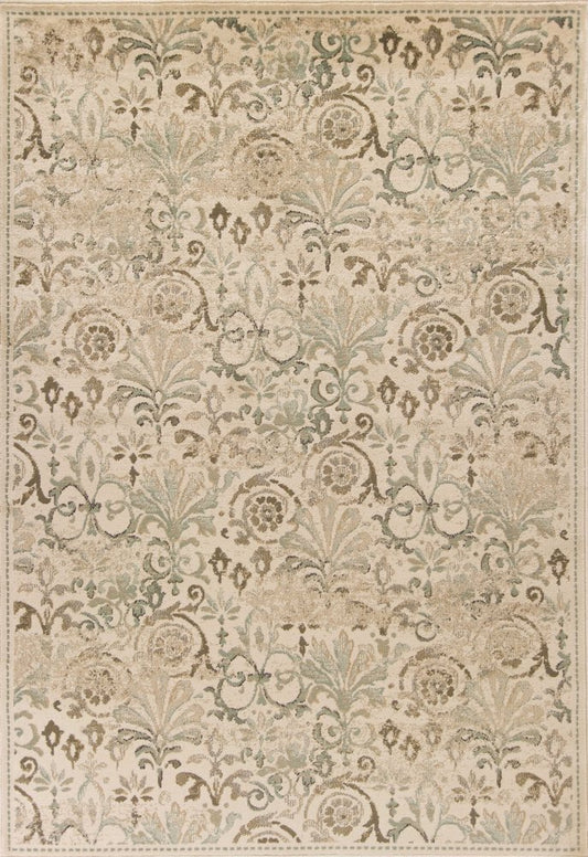 3' X 5' Ivory And Brown Floral Medallion Area Rug
