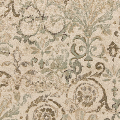 7' Ivory Floral Runner Rug