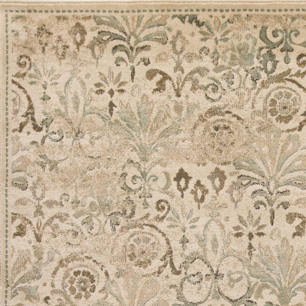 3' X 5' Ivory And Brown Floral Medallion Area Rug