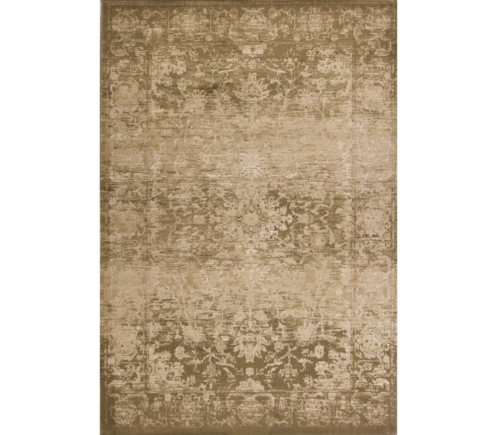 7' X 10' Beige And Tan Floral Medallion Area Rug
