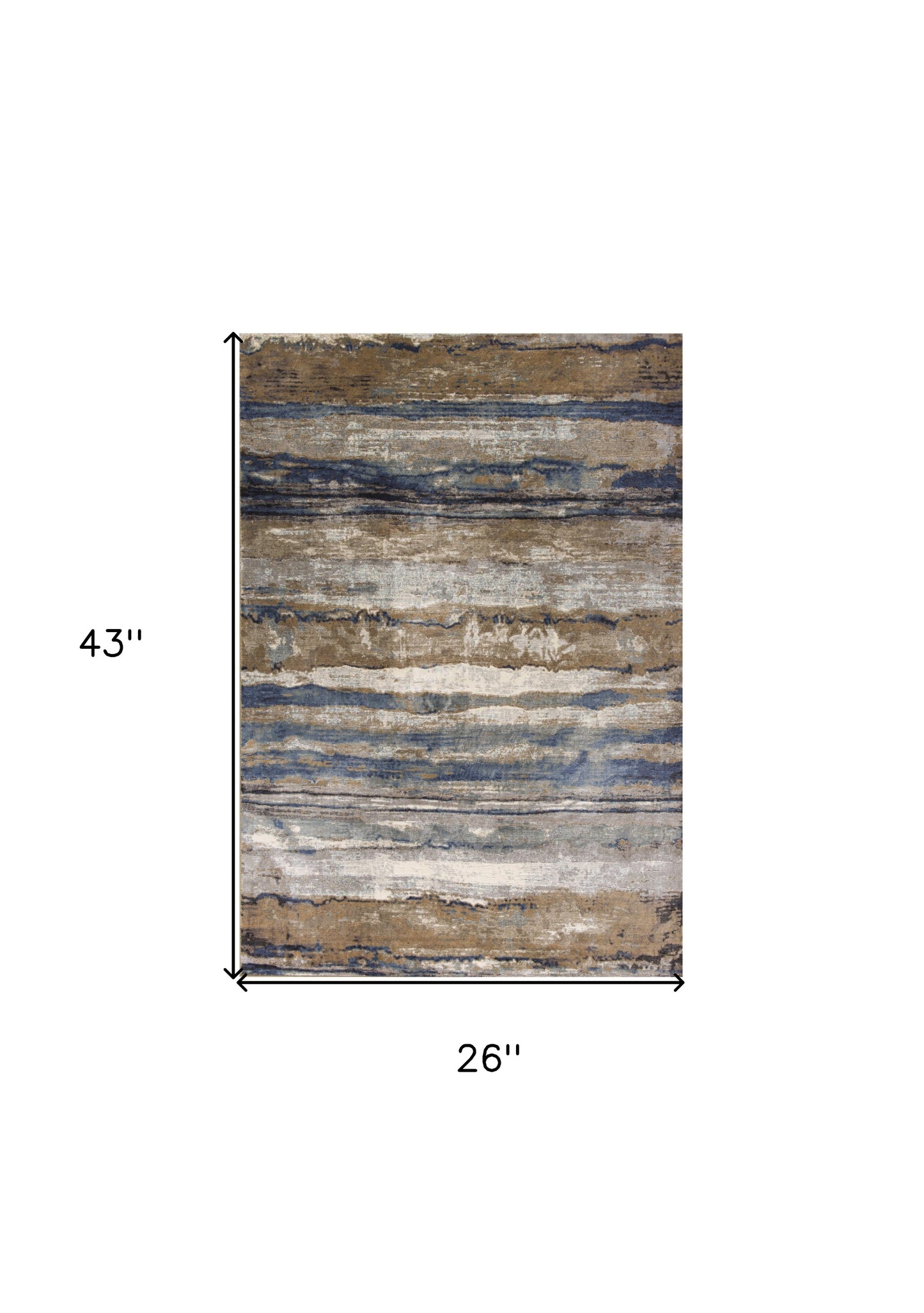 2' X 4' Ivory and Blue Area Rug