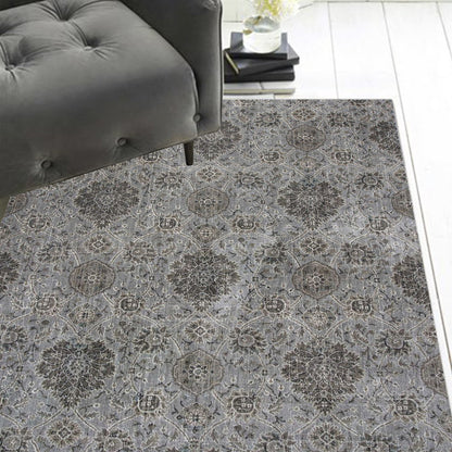 2' X 4' Silver Damask Area Rug