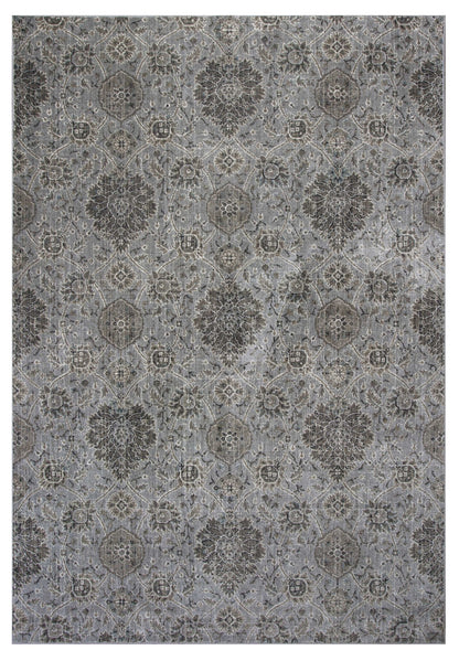 2' X 4' Silver Damask Area Rug