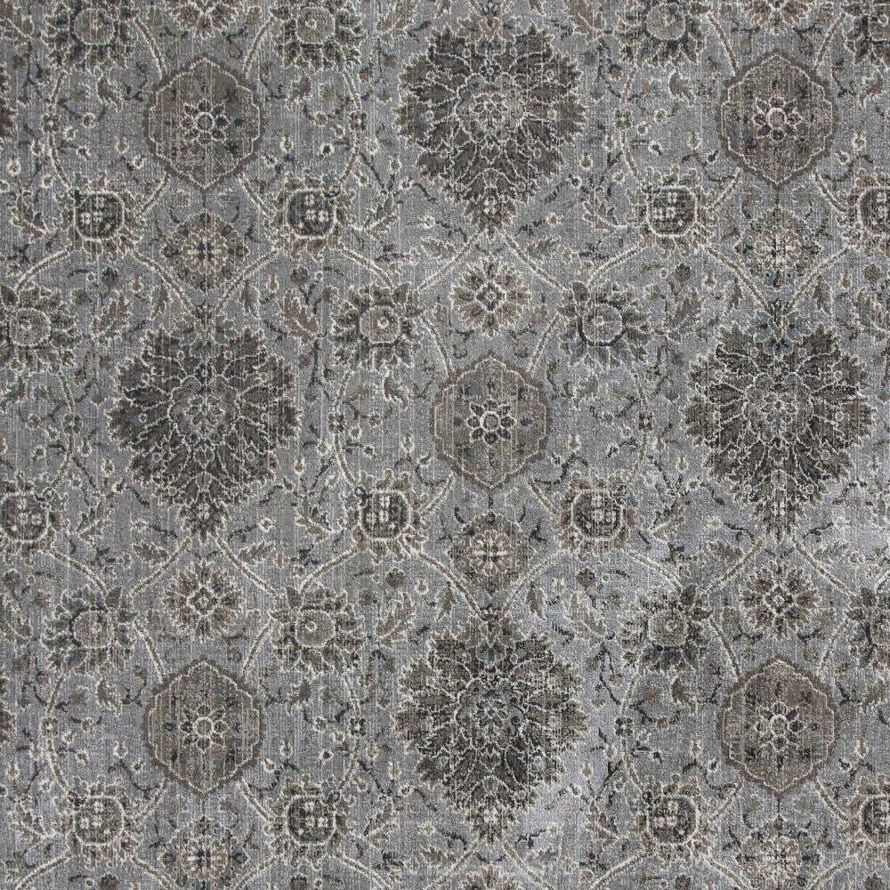 2' X 4' Silver Damask Area Rug