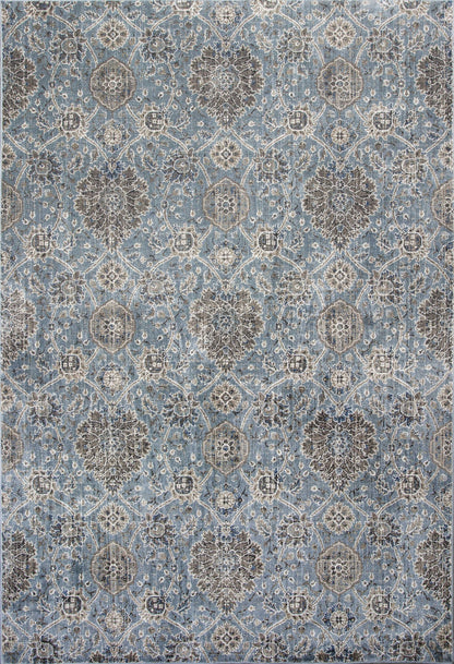 2' X 4' Slate Blue Damask Area Rug