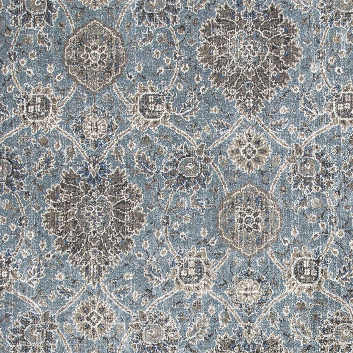 2' X 4' Slate Blue Damask Area Rug