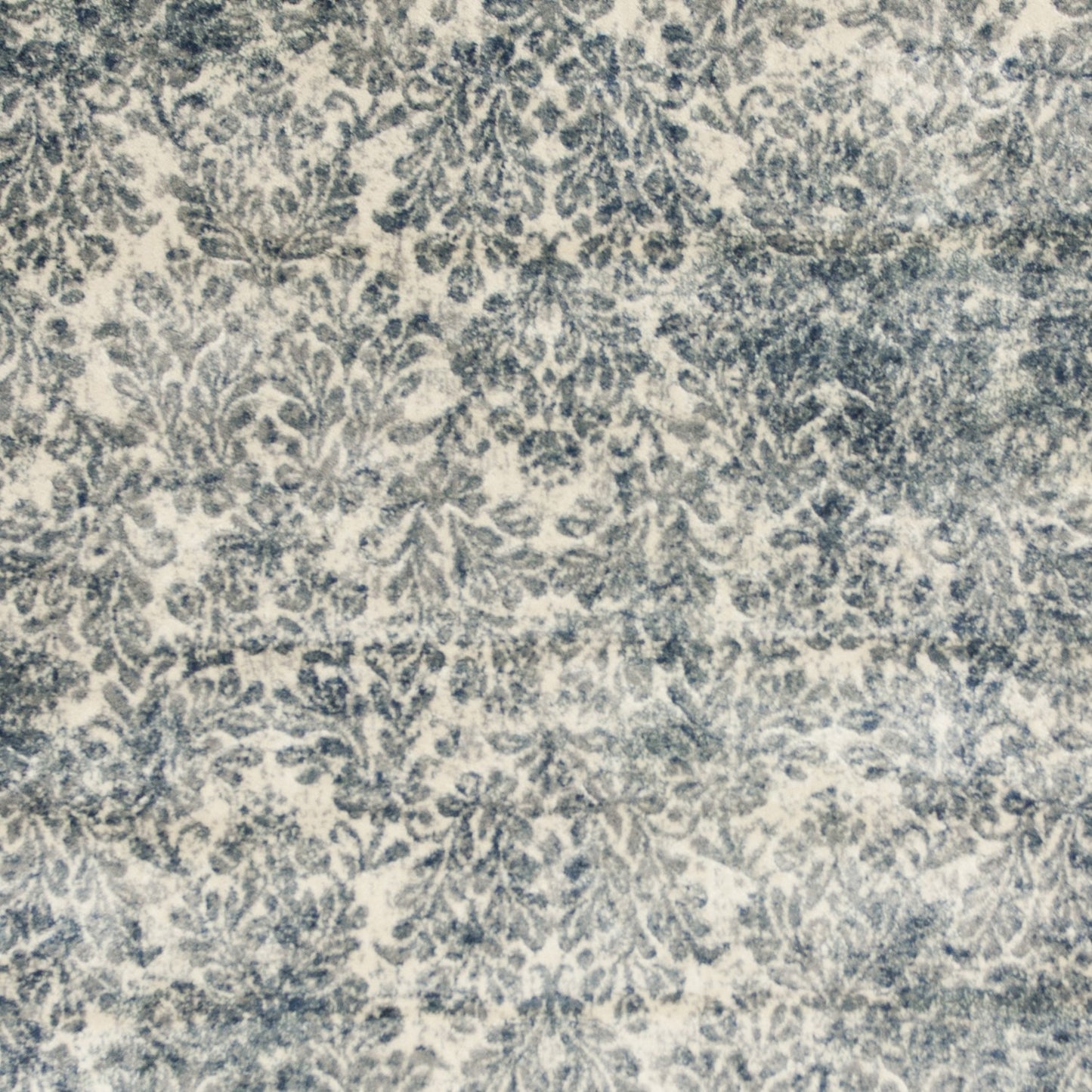 2' X 4' Ivory and Blue Damask Area Rug