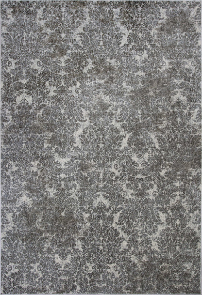 2' X 4' Ivory Damask Area Rug