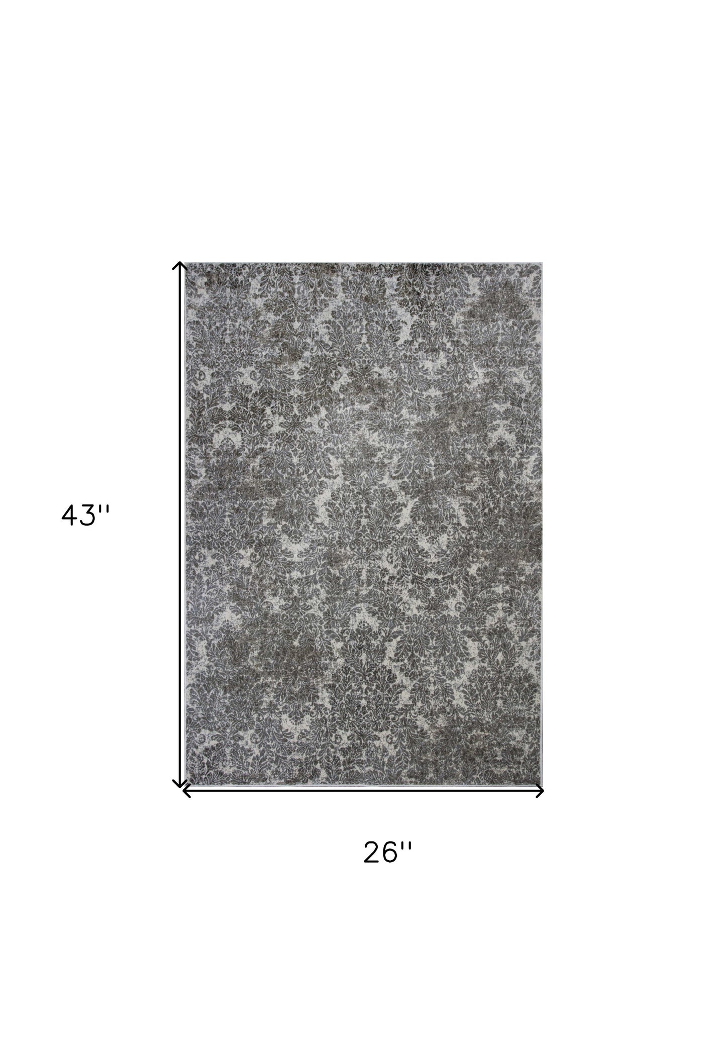 2' X 4' Ivory Damask Area Rug