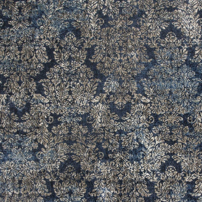 2' X 4' Slate Blue Damask Area Rug