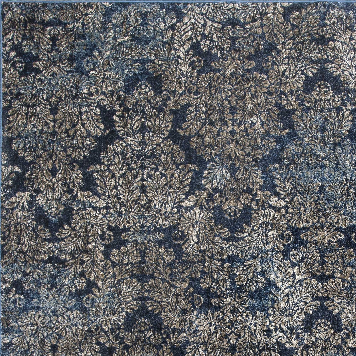 2' X 4' Slate Blue Damask Area Rug