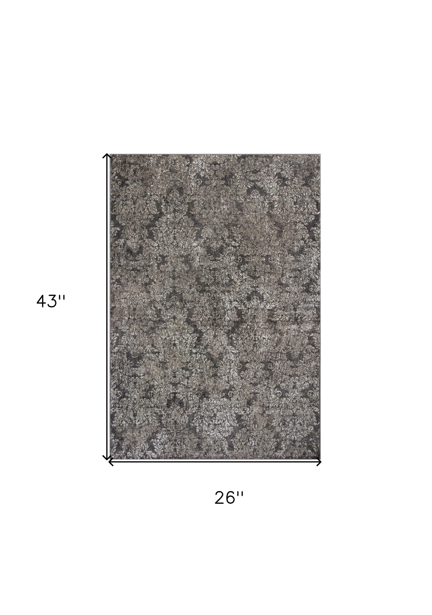 2' X 4' Taupe/Sand Damask Area Rug