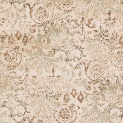 7' Ivory Floral Runner Rug
