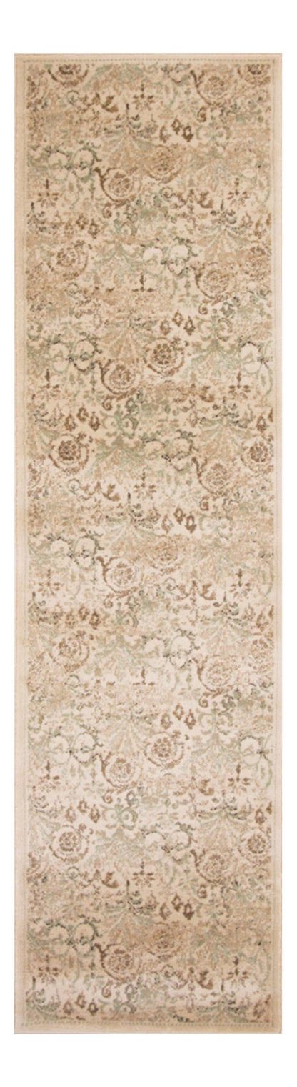 7' Ivory Floral Runner Rug