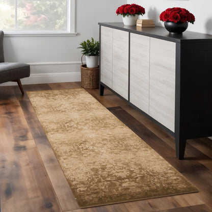 7' X 10' Beige And Tan Floral Medallion Area Rug